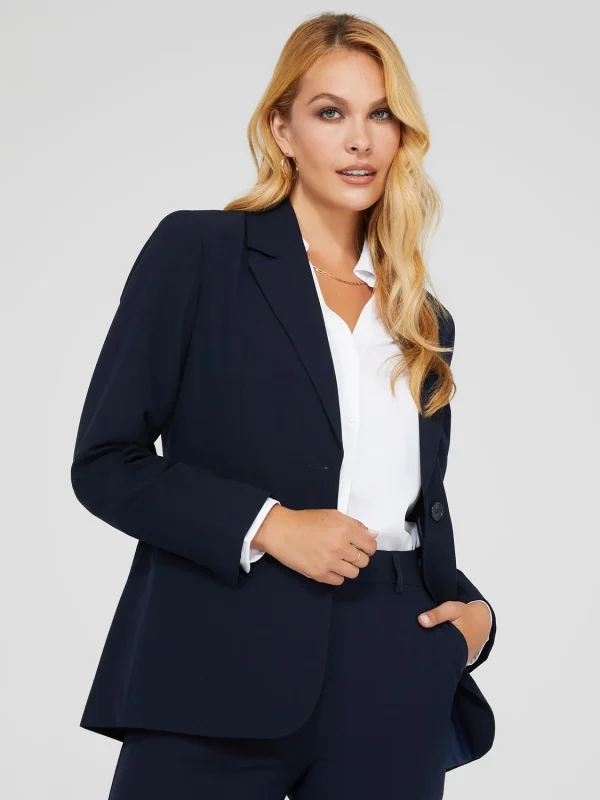 One-Button Long Sleeve Blazer With Pockets - Image 5