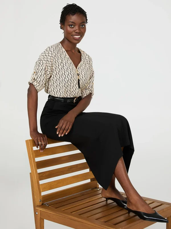 Zip Front V-Neck Top - Image 2