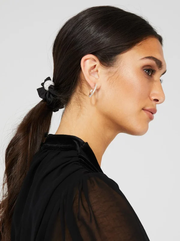 Satin Scrunchie With Silver Embellishment