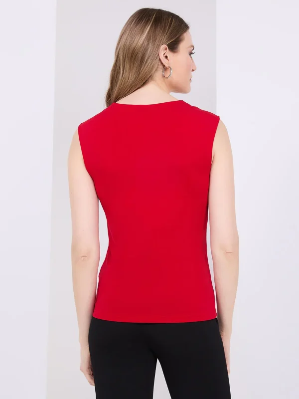 Sleeveless Top With Metal Bar Detail - Image 5