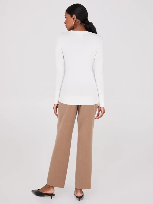 V-Neck Long Sleeve Sweater With Ribbed Details - Image 10