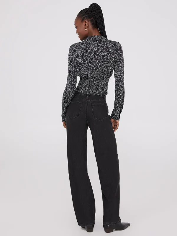 Printed Empire Waist Button-Front Blouse - Image 4