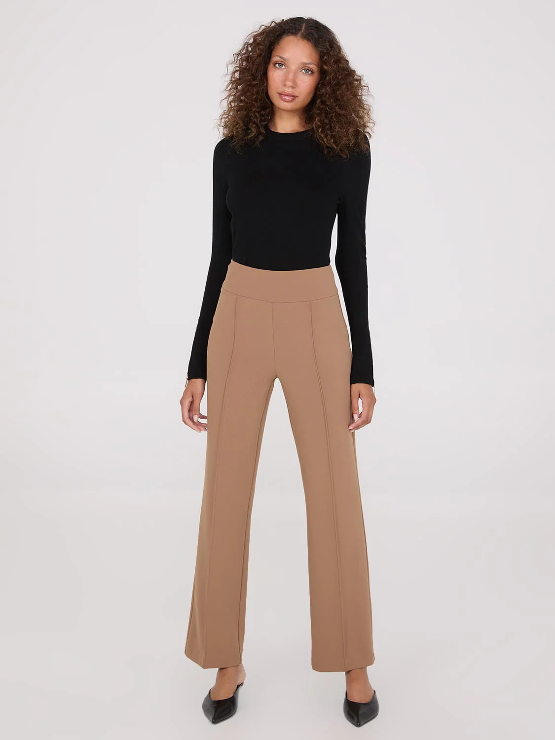 Front Pintuck Straight Leg Long Length Pants - Image 2