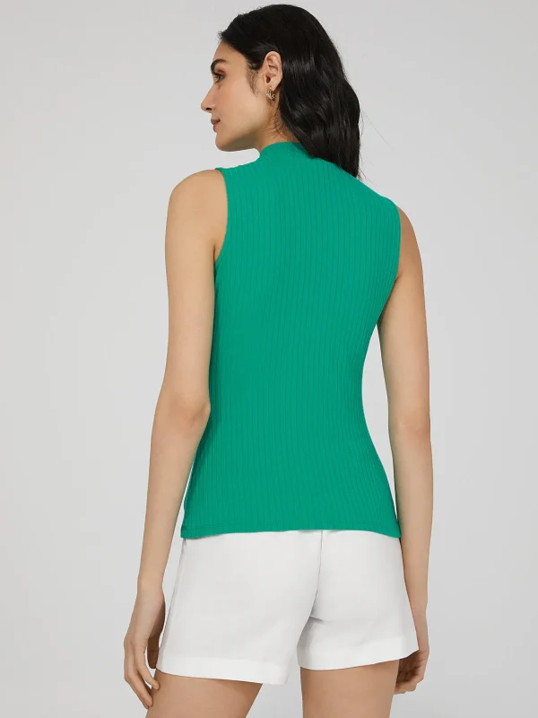 Sleeveless Ribbed Mock Neck Top - Image 10
