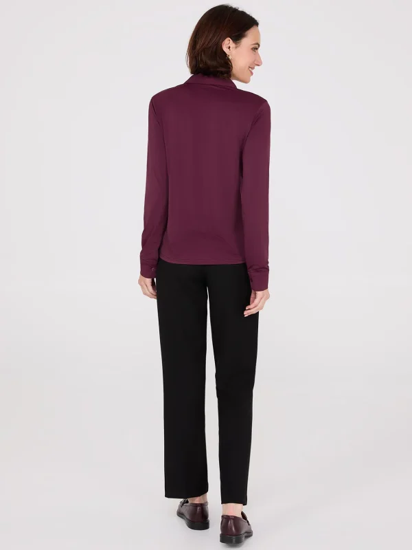 Knit Classic Button-Front Blouse - Image 4