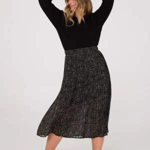 Printed Chiffon Pleated Midi Skirt