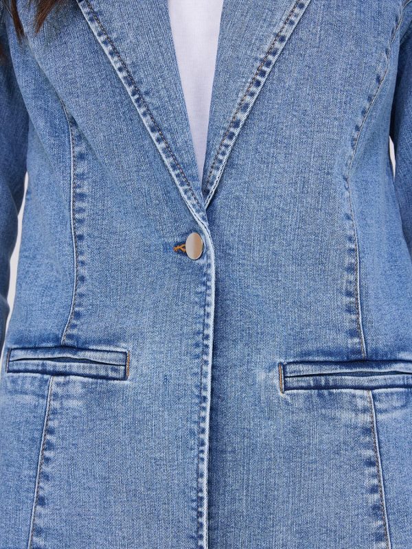 1-Button Denim Blazer - Image 6