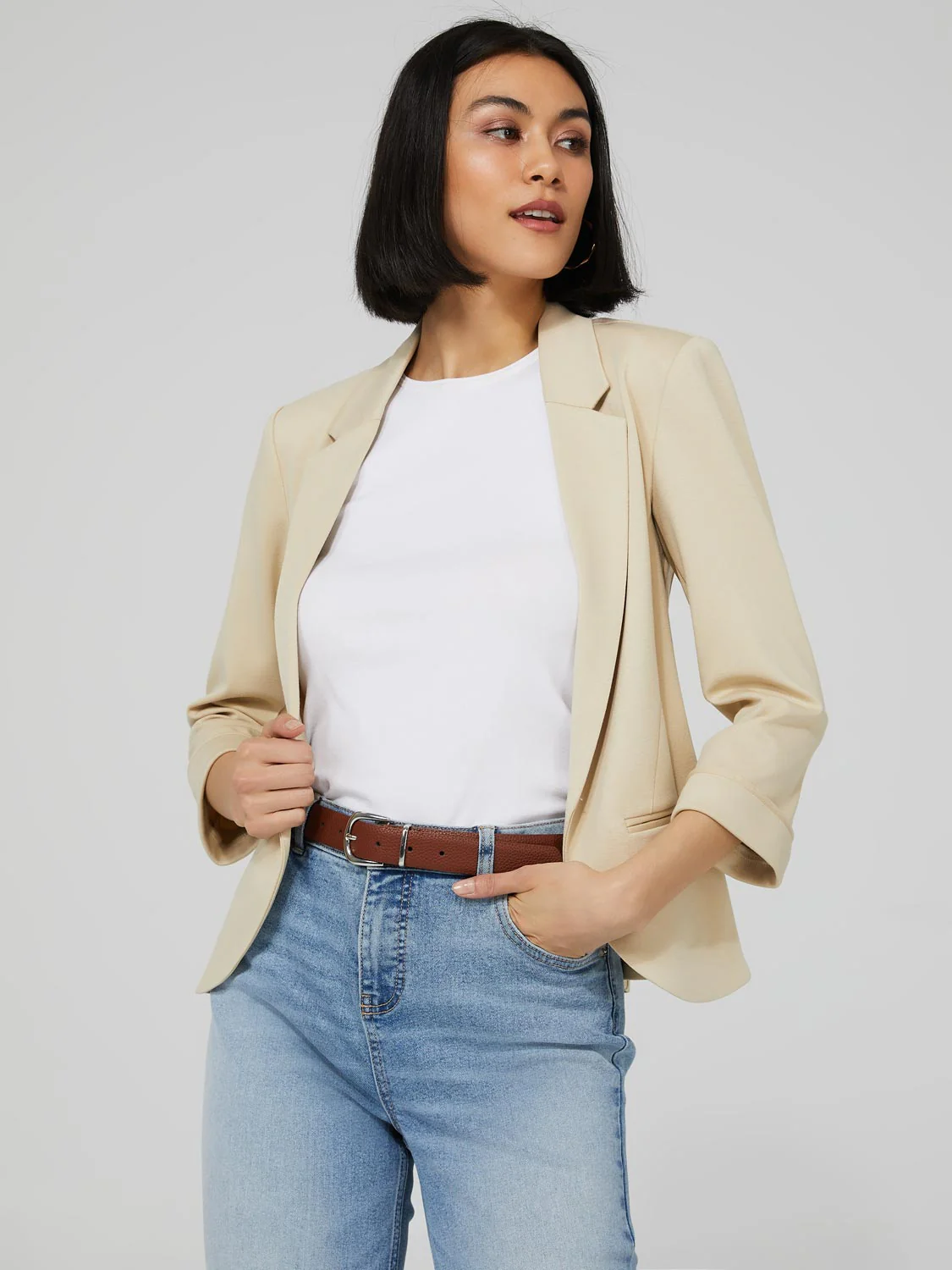Cuffed 3/4 Sleeve Blazer - Image 2