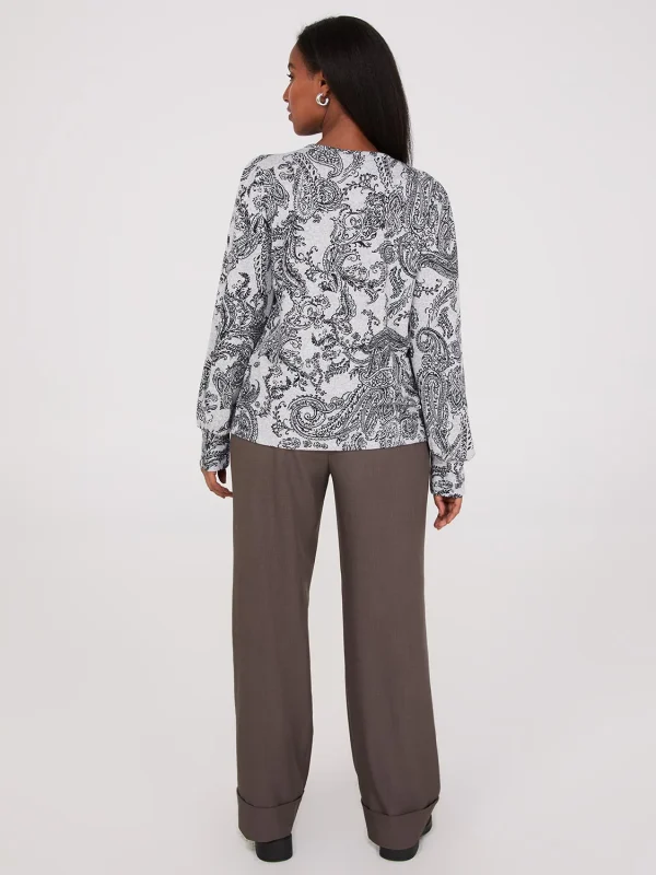 Paisley Print Balloon Sleeve Top - Image 4