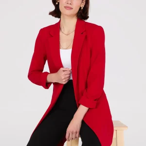 Cuffed 3/4 Sleeve Long Blazer