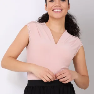 V-Neck Dolman Sleeve Top With Lace Details
