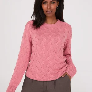 Basketweave Crew Neck Sweater