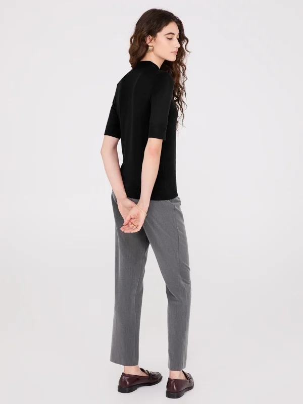 Mock Neck Elbow Sleeve Top - Image 16