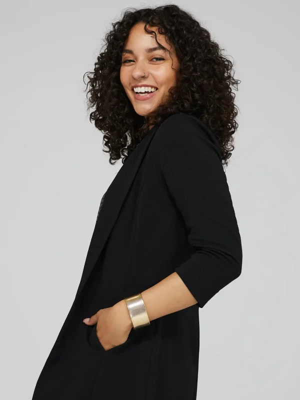Long Blazer With 3/4 Ruched Sleeves - Image 3