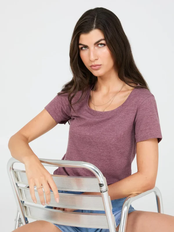 Scoop Neck Melange T-Shirt - Image 8