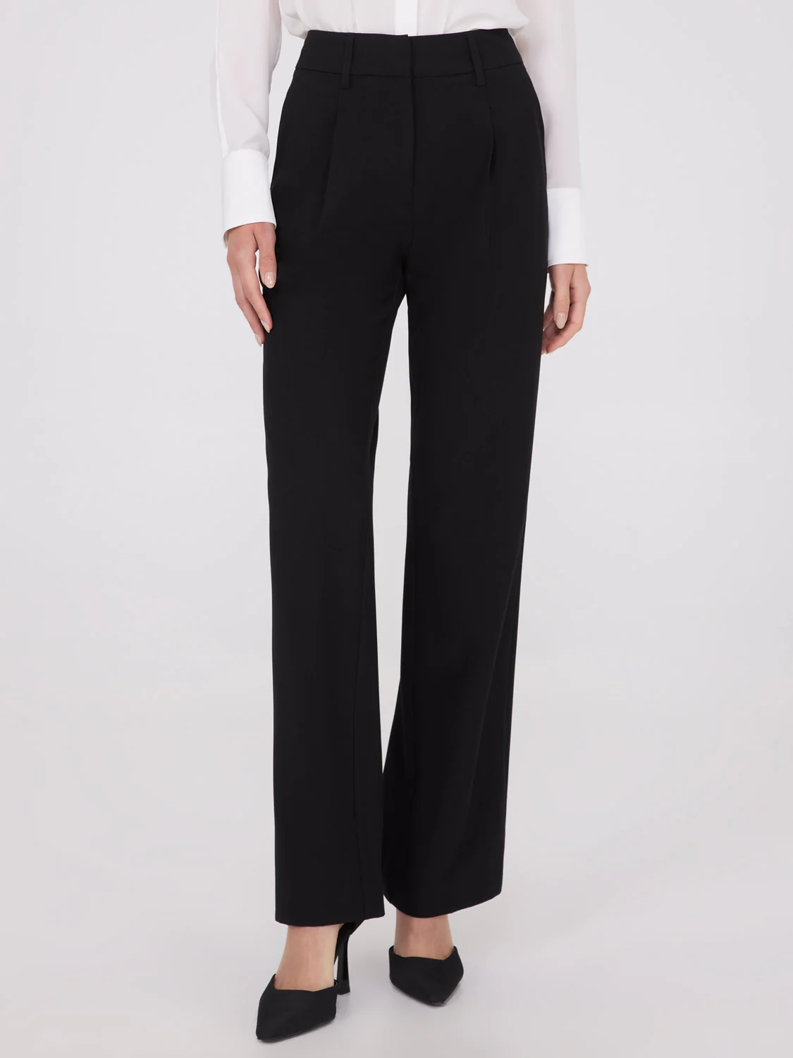 Wide-Leg Long Length Pleated Pants - Image 2