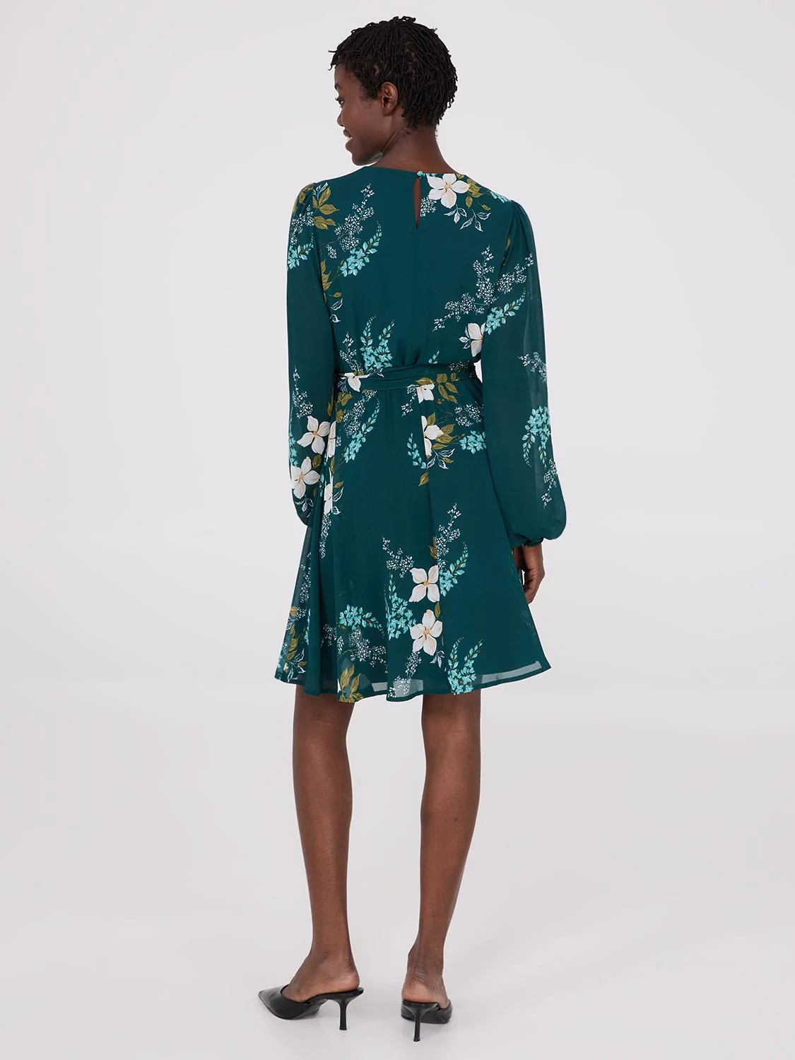 Floral Print Chiffon Fit & Flare Mini Dress - Image 5