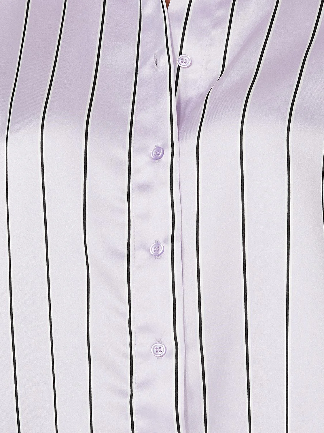 Waisted Striped Satin Button-Front Blouse - Image 6