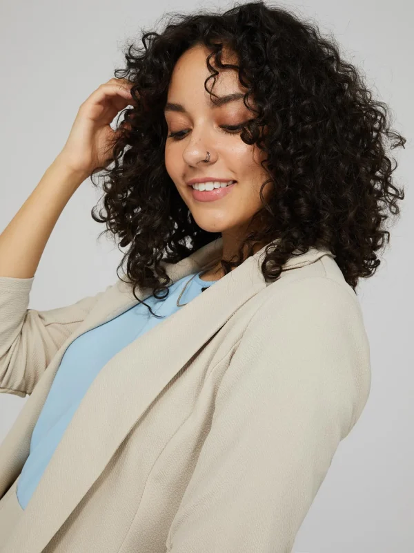 Long Blazer With 3/4 Ruched Sleeves - Image 6