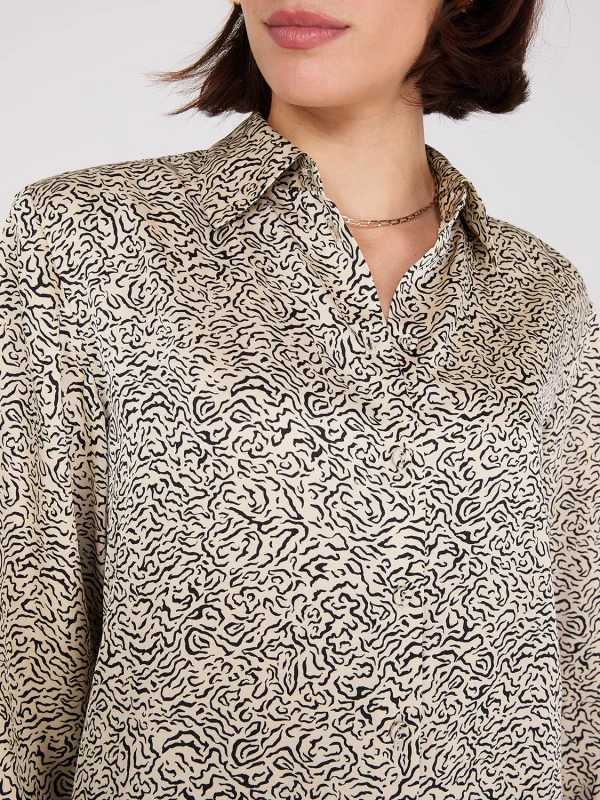 Abstract Print Satin Tunic Blouse - Image 3