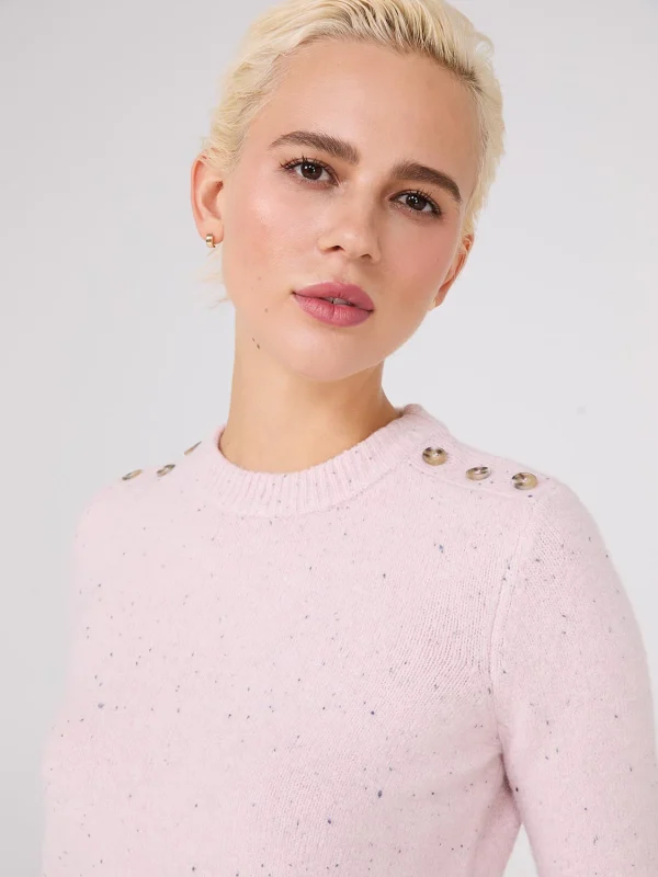 Crew Neck Sweater With Button Details - Image 2