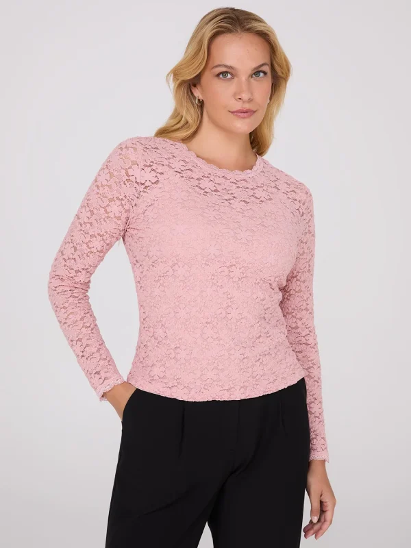 Bubble Lace Long Sleeve Top With Cami - Image 6