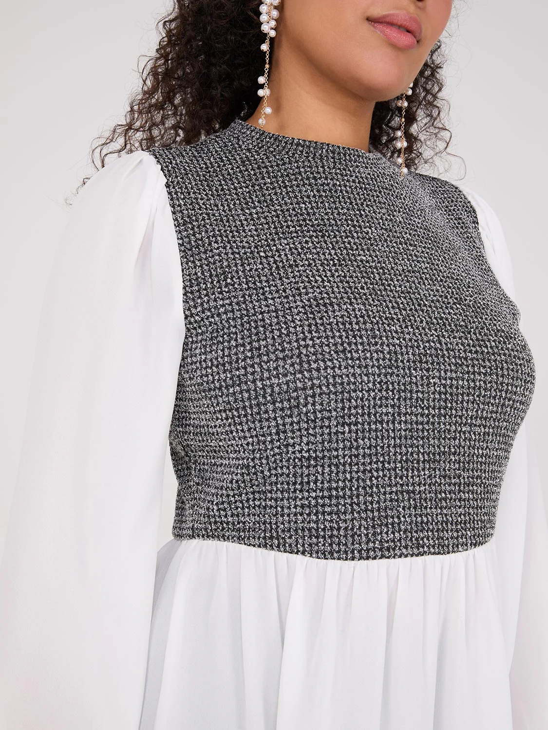 2-Fer Boucle Vest With Long Sleeve Top - Image 2