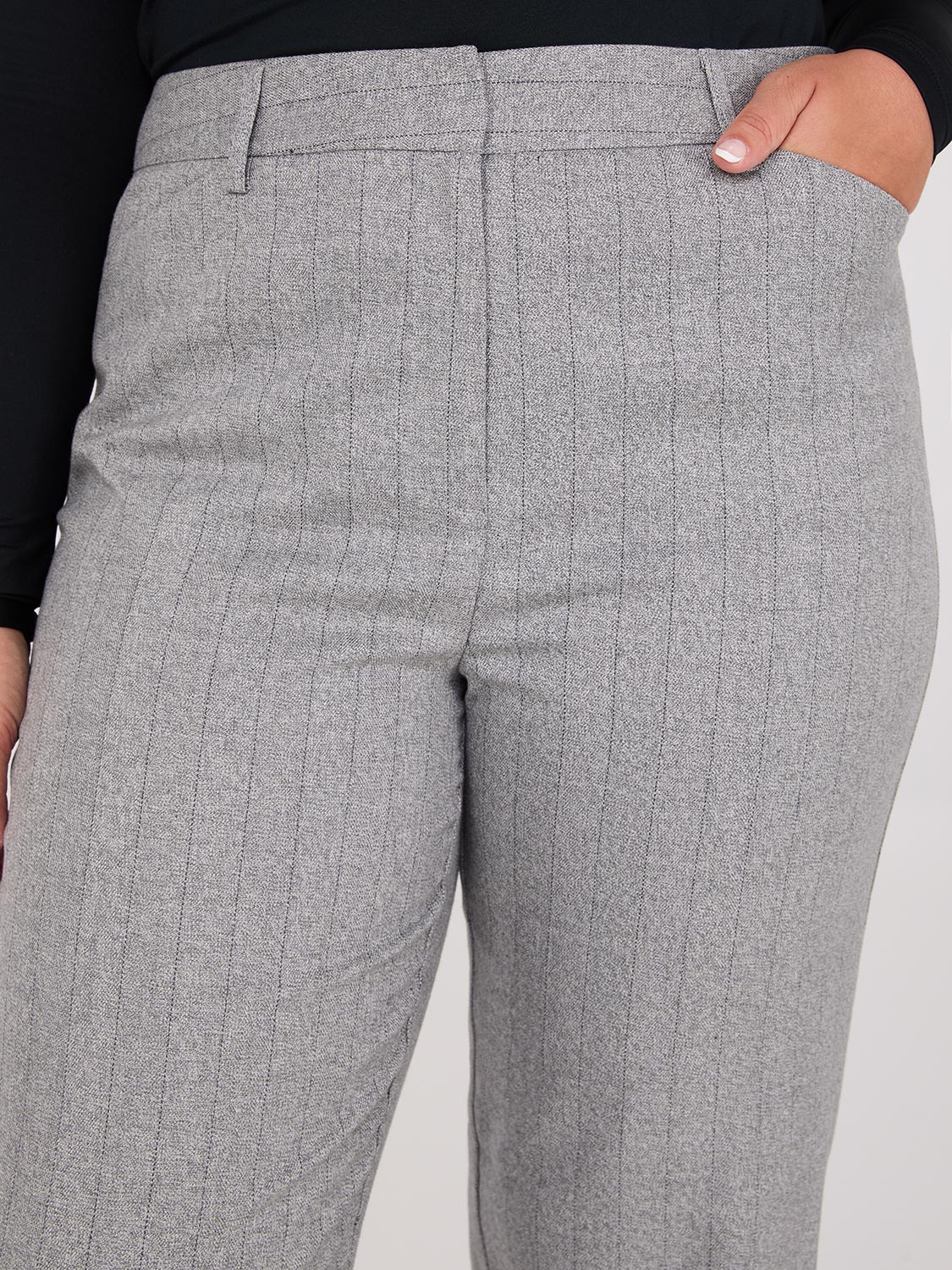 Pinstripe Straight Leg Long Length Pants - Image 4