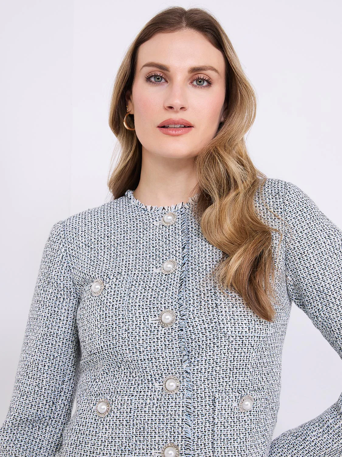 4-Pocket Button-Front Boucle Blazer - Image 2