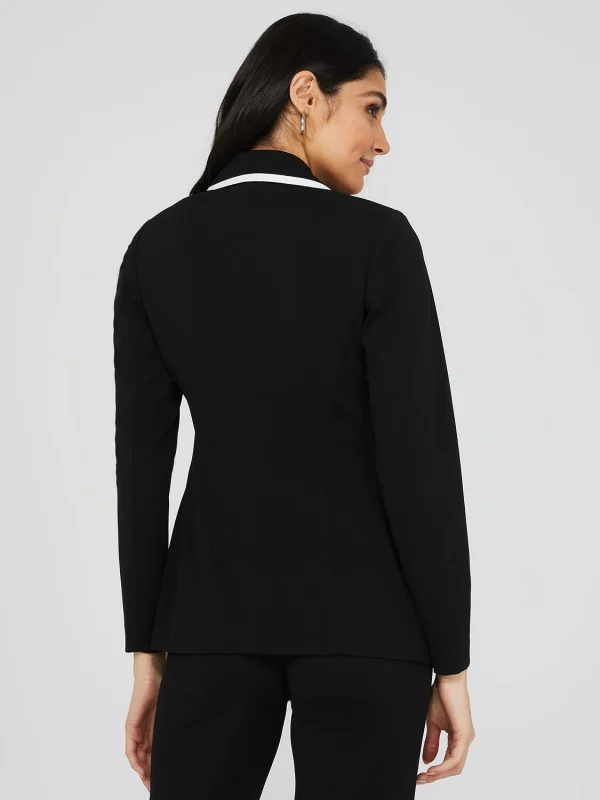 One-Button Contrast Trim Blazer - Image 5