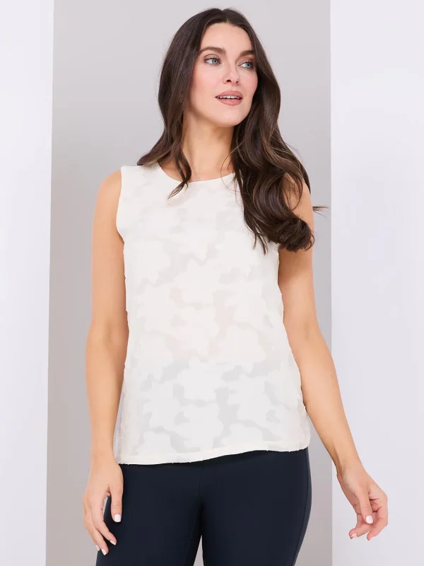 Sleeveless Floral Burnout Chiffon Top - Image 3