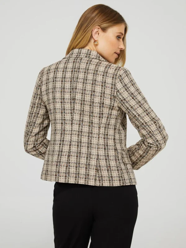 2-Button Plaid Boucle Blazer - Image 4