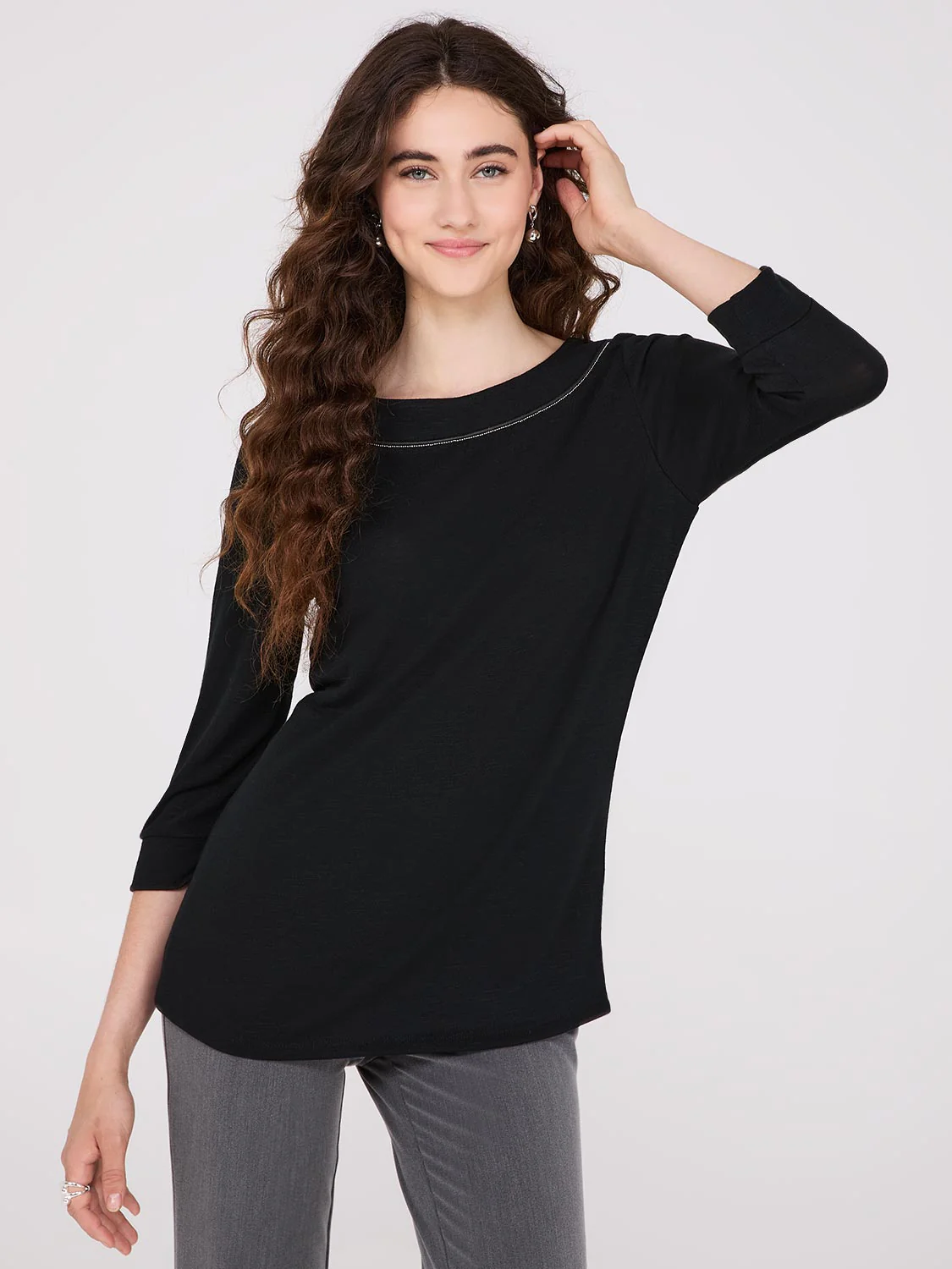 3/4 Sleeve Boat Neck Top - Image 5