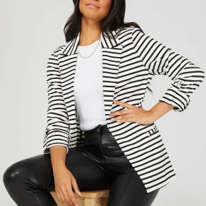 Striped Open Front Blazer
