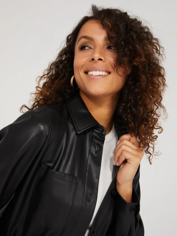 Drawstring Shacket With Front Pockets - Image 3