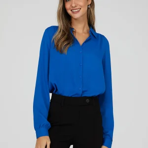 Crepe Chiffon Button-Down Blouse