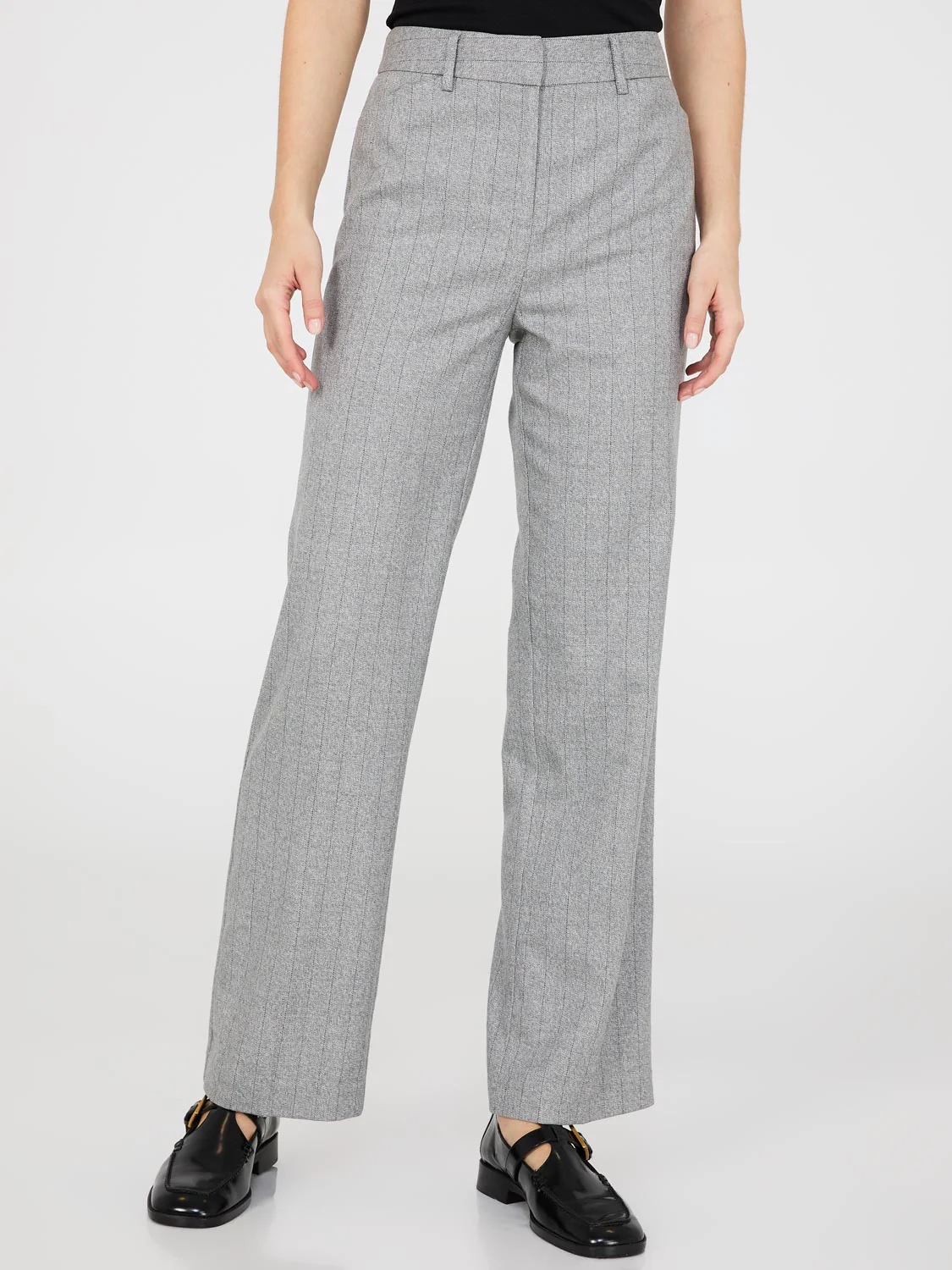 Pinstripe Straight Leg Long Length Pants - Image 7