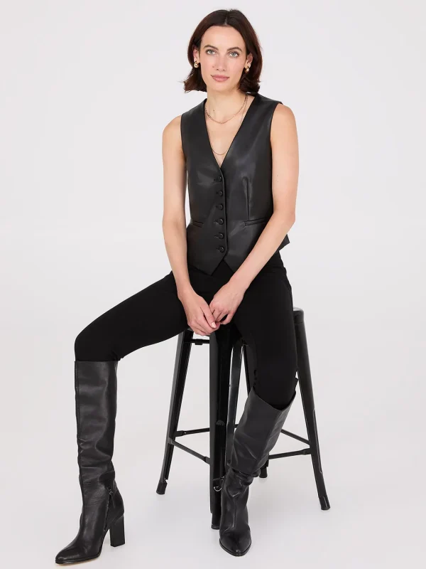 Faux Leather Button-Front Vest - Image 4