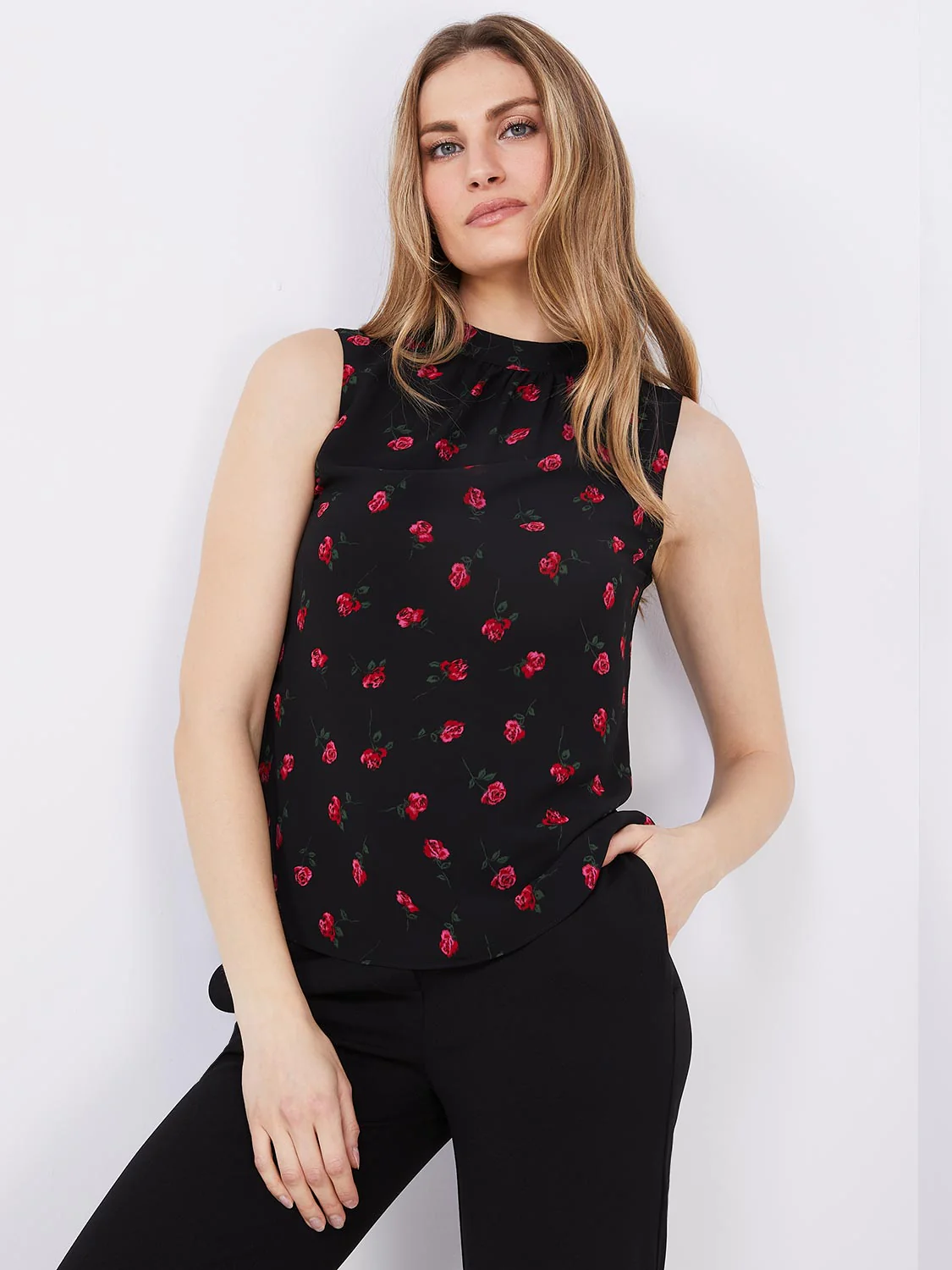 Printed Sleeveless Chiffon Blouse - Image 3