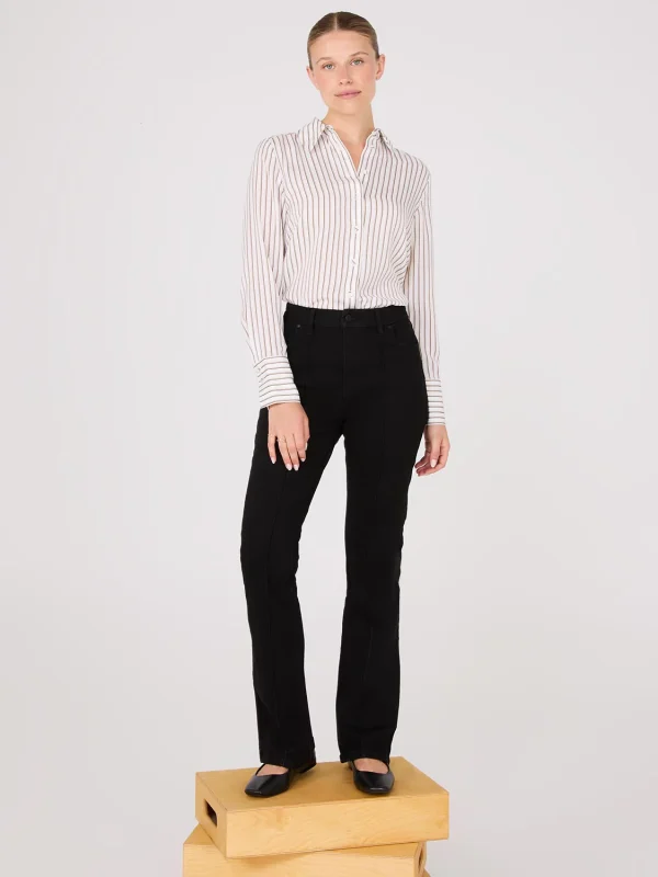 Satin Striped Button-Front Blouse - Image 3